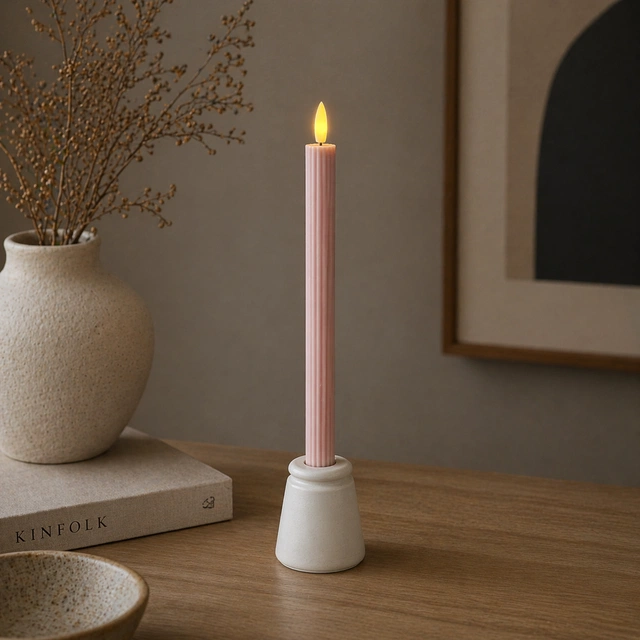 LED kronelys tilbehør oppladbar lysestake rosa