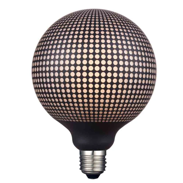 LED E27 globe 12,5cm 3-step dimbar 6W sort