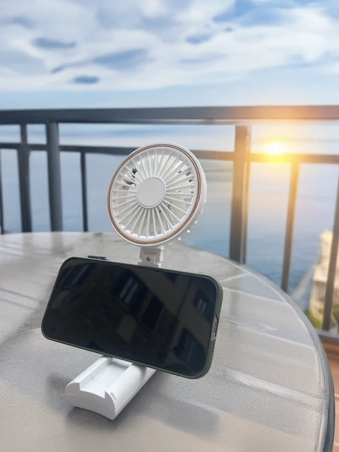 Vifte Mini oppladbar 19cm hvit