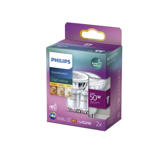 LED GU10 4,8W 2pk. WarmGlow klar