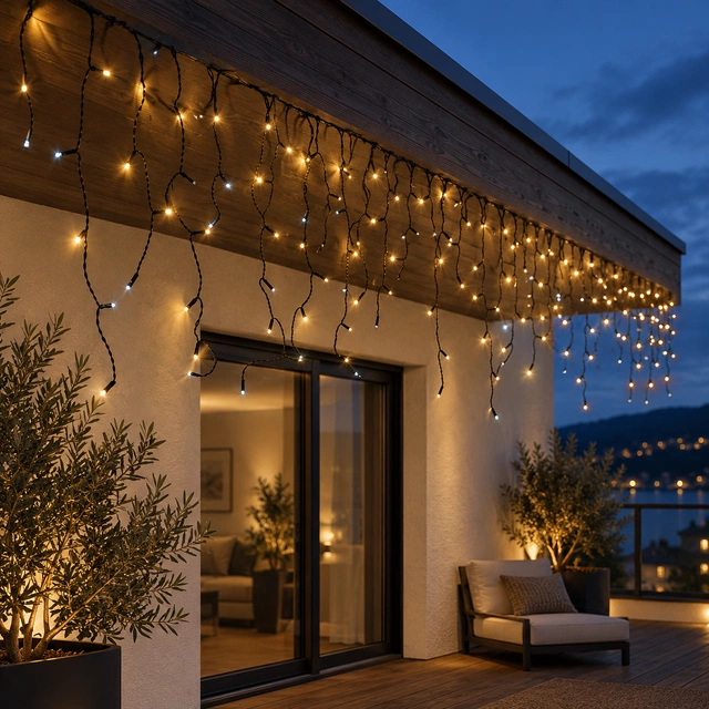 Istapp lyslenke LED 320lys IP44 6,3m 2500K 1